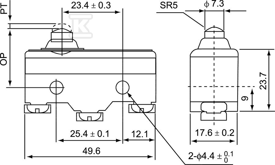 Łącznik miniaturowy popychacz prosty - MS\1306